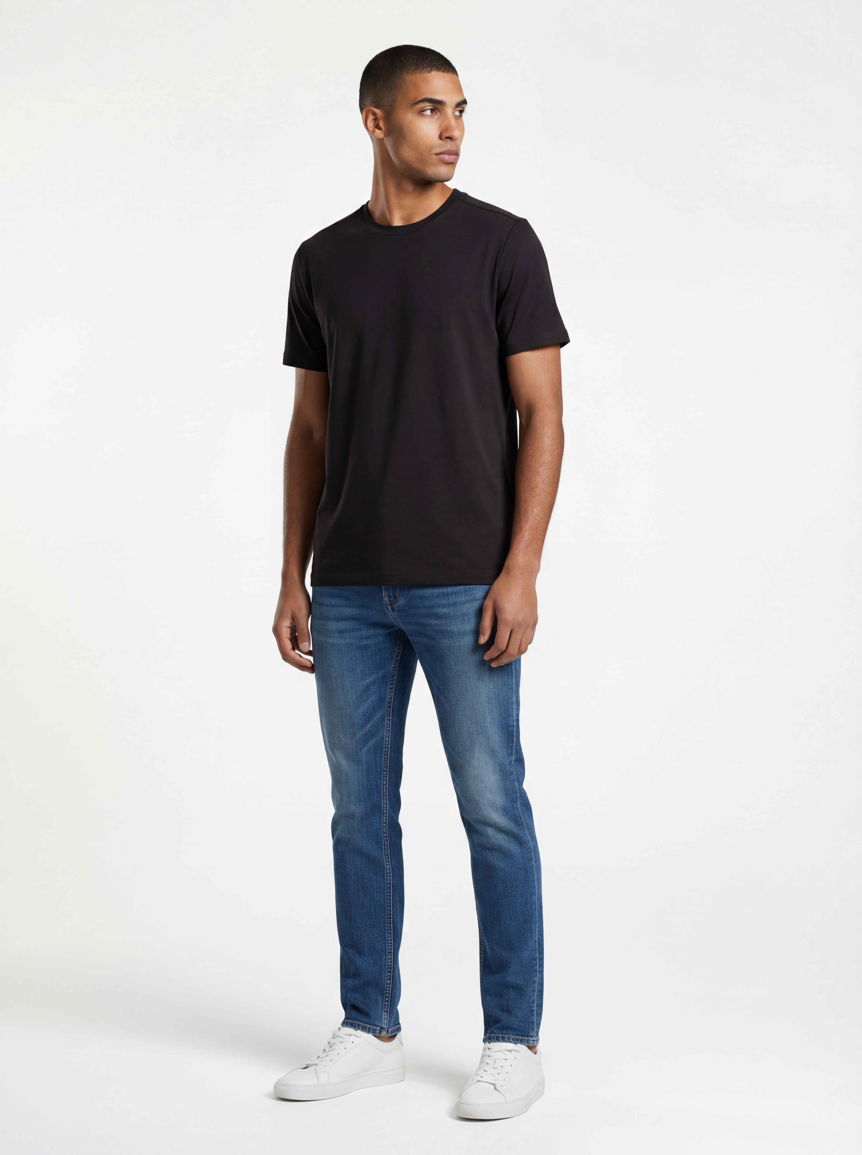 grand tee t shirt men black color with brown young model ai generated image1