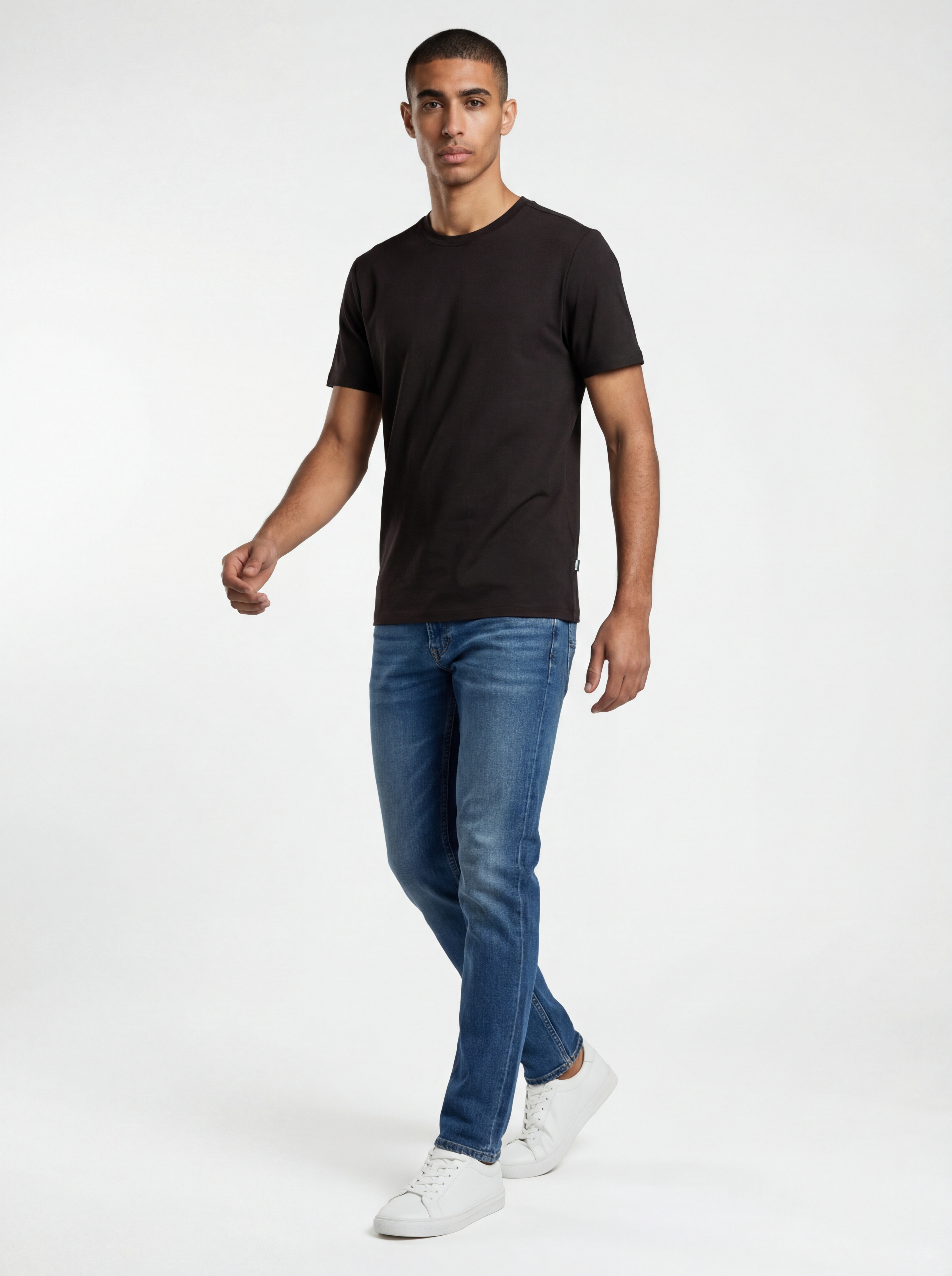 grand tee t shirt men black color with brown young model ai generated image5