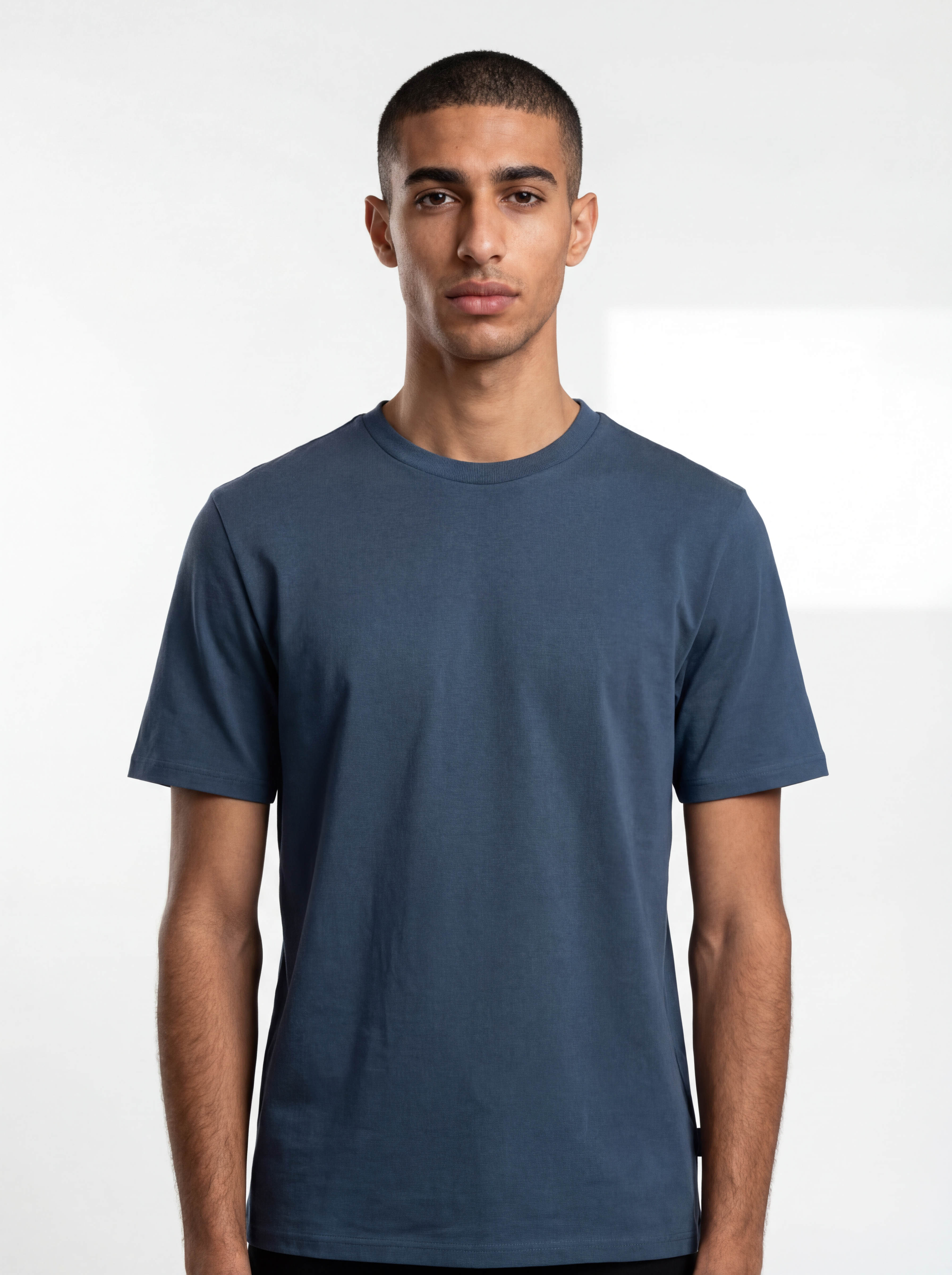 grand tee t shirt men petroleum color with brown young model ai generated image2