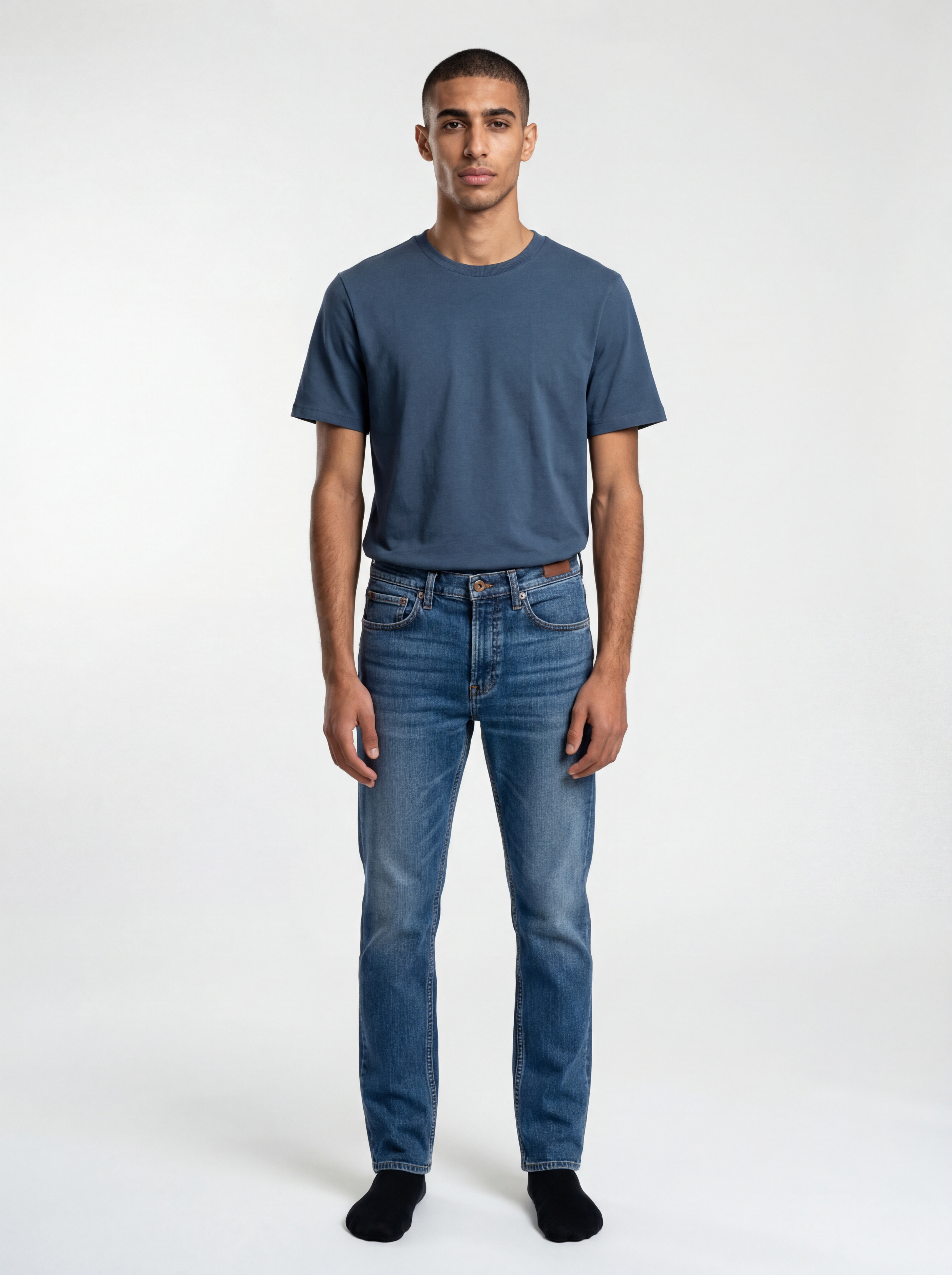 grand tee t shirt men petroleum color with brown young model ai generated image5