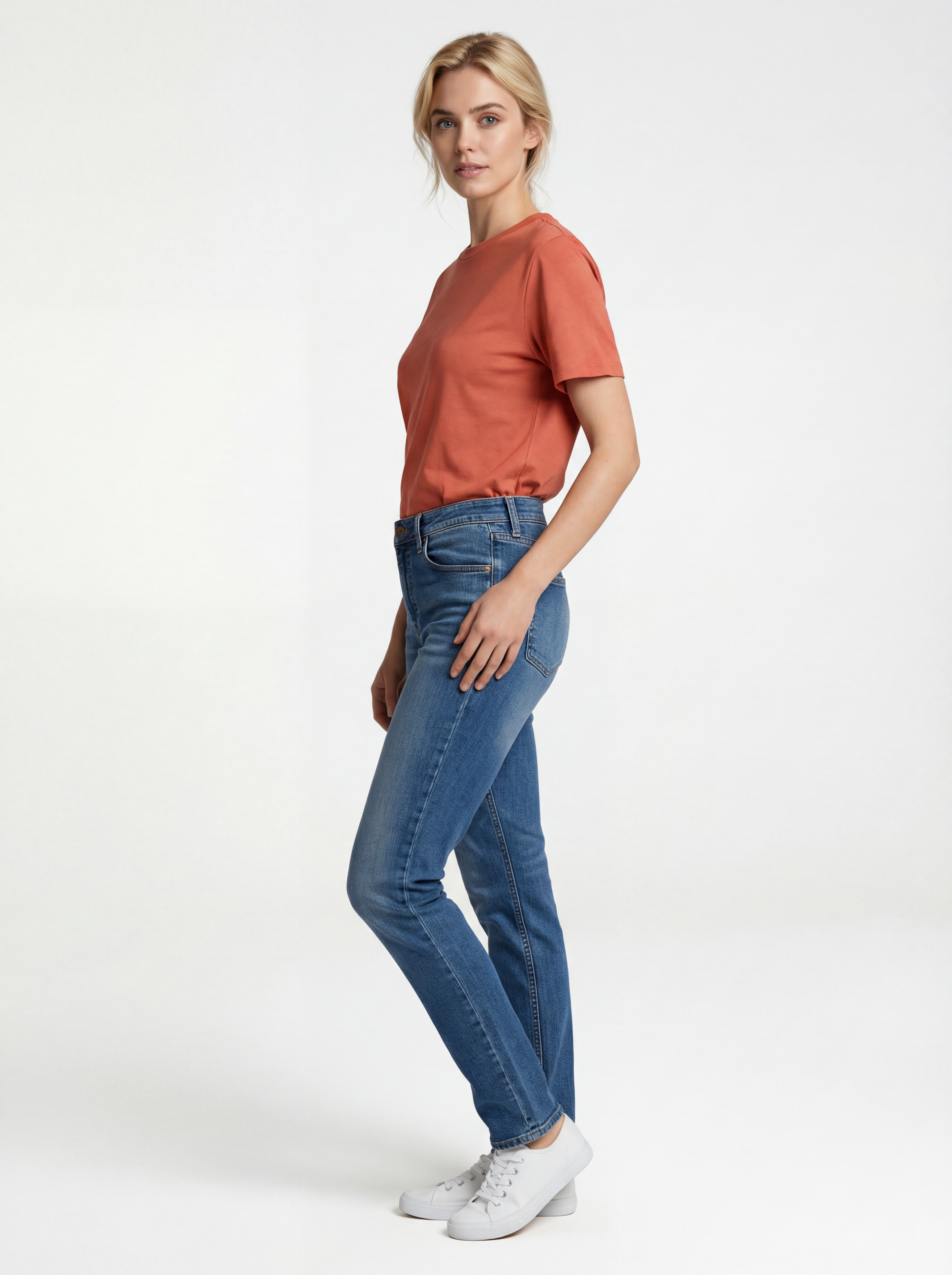 grand tee t shirt women rose white young model ai generated image5